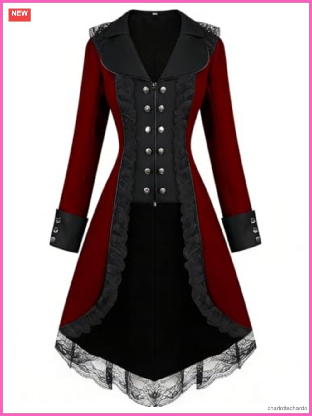Victorian Gothic Steampunk Tailcoat Jacket Women Cosplay Pirate Renaissance Coat